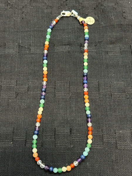 Clearance priced Rainbow Agate (4mm) with sterling silver, 16” length.