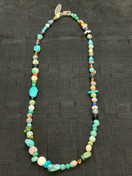 Clearance priced multi stone necklace in a 19” length with sterling silver.