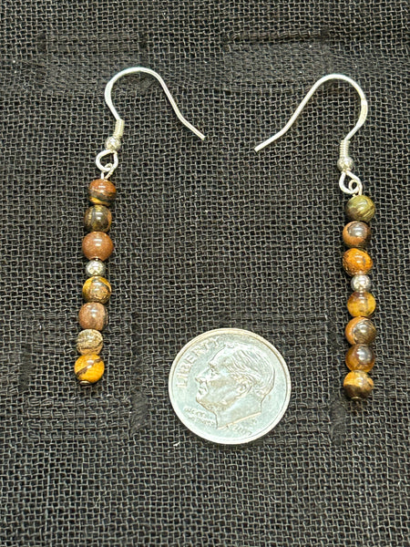 Tiger Eye stones (4mm) with sterling silver earrings.