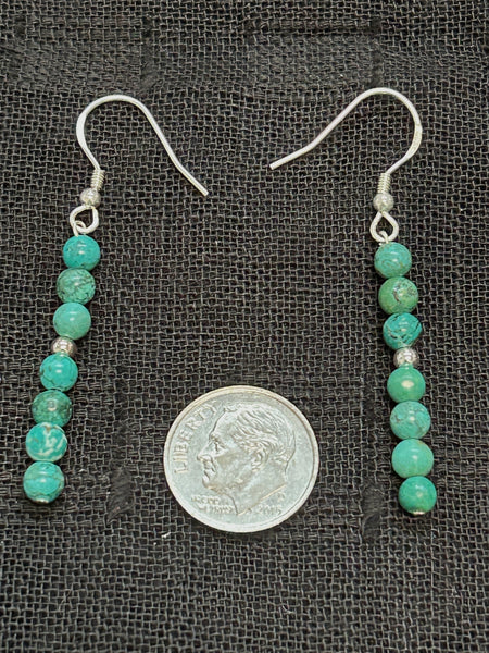 African Turquoise stones (4mm) with sterling silver earrings