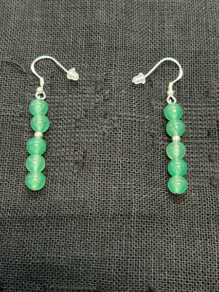 Genuine Aventurine stones (6mm) with sterling silver earrings.  Clearance Sale!
