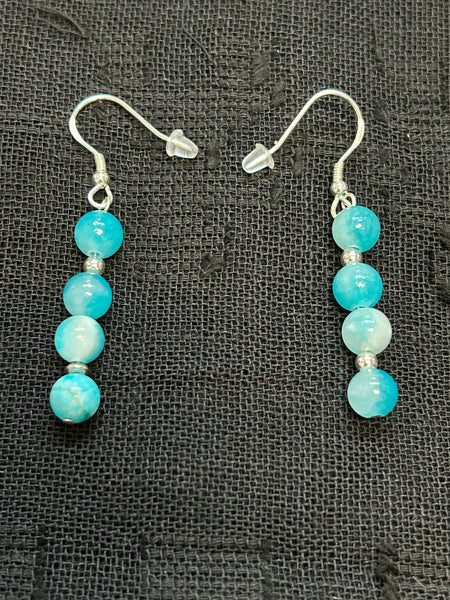 Genuine Larimar stones (6mm) with sterling silver earrings. Clearance Priced.