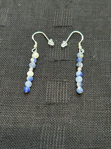 Genuine Sodalite stones (4mm) with sterling silver earrings.