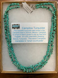 Genuine Campitos Turquoise with sterling silver 2 strand, 18”-20” by A.S.  CAMP13