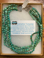 Genuine Campitos Turquoise with sterling silver, 5 strand by A.S. 18.5”  CAMP16