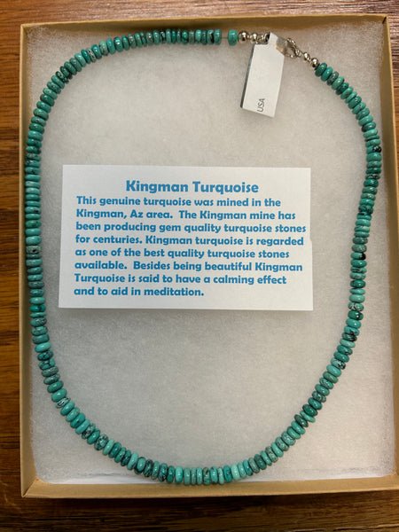 Natural Gem Quality Turquoise necklace. Almost 20” long.  Sterling silver  JK-7 FREE SHIPPING IN THE CONTINENTAL USA.