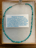 Genuine Kingman Turquoise with sterling silver necklace.  JK-40. 18”