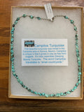 Genuine Campitos Turquoise and sterling silver necklace, approximately 20” long.  JK-44