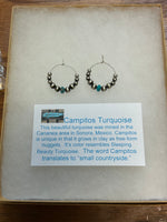 Sterling Silver earrings with Arizona Turquoise, 30mm hoop  JK3