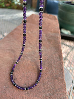 Genuine Amethyst and Black Onyx 4mm beads with sterling silver, 15”. SR1004 FREE SHIPPING IN THE CONTINENTAL USA.