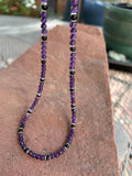 Genuine Amethyst and Black Onyx 4mm beads with sterling silver, 15”. SR1004 FREE SHIPPING IN THE CONTINENTAL USA.