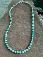 Genuine Turquoise with sterling silver in a handcrafted necklace, 20” long, SR1019