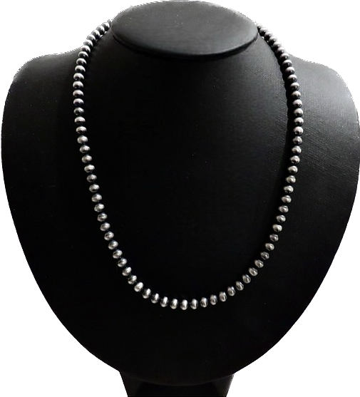 Navajo Style Pearls, aka Desert Pearls, sterling silver, 5mm, 20” long, USA made, SR1011