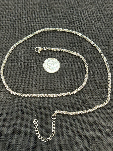 Stainless steel neck chain in 18” with 1.5” extender.  SSC27