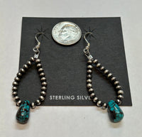 Navajo Pearl style sterling silver earrings with top quality turquoise stones. SR1033