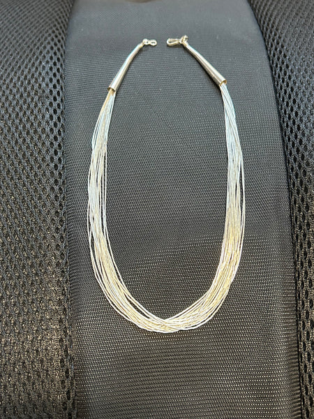Sterling Silver “Liquid Silver”necklace in a 20 “ length and with 15 strands.  SR1058