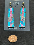 Kewa ( Santo Domingo) handcrafted earrings with 12k gold fill and turquoise and shell.  LZ020