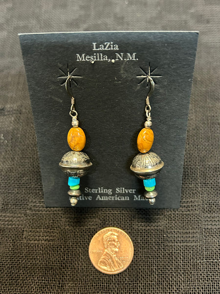 Kewa handcrafted earrings with Sterling Silver and Genuine Turquoise, LZ026