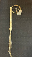 Navajo handcrafted Medicine Wheel dance stick with rustic, vintage bells.  LZ124