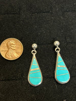 Navajo handcrafted sterling silver earrings with genuine stone inlay.  LZ185