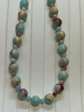 Sea Sediment Jasper stone necklace with Sterling Silver.  4mm and 8 mm stones alternating.  24” long, SR1062 FREE SHIPPING IN THE CONTINENTAL USA.