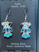 Zuni handcrafted sterling silver earrings with genuine stones.  LZ247
