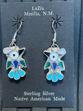 Zuni handcrafted sterling silver earrings with genuine stones.  LZ247