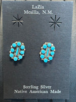 Zuni handcrafted sterling silver earrings with genuine stones.  LZ248.