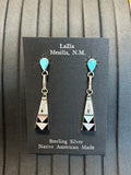 Zuni handcrafted sterling silver earrings with genuine stones.  LZ258