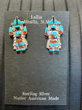 Zuni handcrafted sterling silver earrings with genuine stones. LZ260