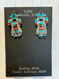 Zuni handcrafted sterling silver earrings with genuine stones. LZ260