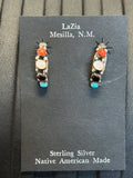 Zuni handcrafted sterling silver earrings with genuine stones. LZ269