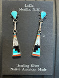 Zuni handcrafted earrings in sterling silver and genuine stones.  LZ272