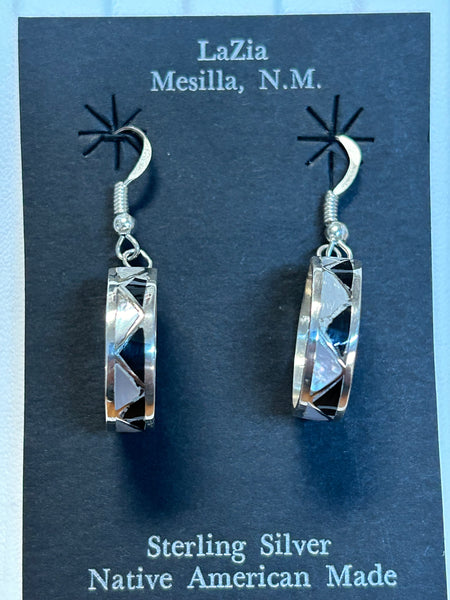 Zuni handcrafted earrings in sterling silver and genuine stones.  LZ276