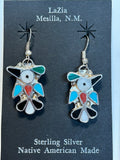 Zuni handcrafted Thunderbird earrings in genuine stones and sterling Silver.  LZ277