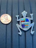 Navajo handcrafted sterling silver brooch with genuine stone inlay.   LZ322