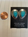 Navajo handcrafted sterling silver earrings with genuine turquoise stone.  LZ283