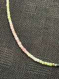 Genuine Tourmaline in natural color, faceted 3mm bead necklace, 16” long, SR1070
