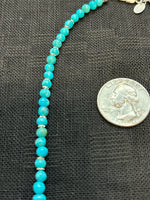 Genuine Kingman Turquoise 4 mm beads with sterling silver accents and clasp.  24” long, SR1072