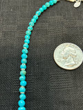 Genuine Kingman Turquoise 4 mm beads with sterling silver accents and clasp.  24” long, SR1072