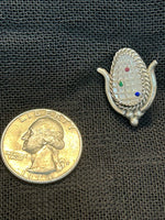 Zuni handcrafted sterling silver pin/pendant with genuine stone inlay.  LZ509