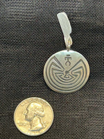 Navajo handcrafted sterling silver pendant, Man in the Maze.  LZ519