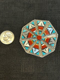 Zuni handcrafted sterling silver pin/pendant.by Carol Nina. LZ522