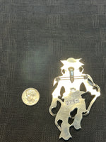 Zuni handcrafted sterling silver pin/pendant with genuine stone inlay.  LZ524
