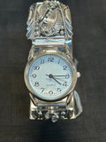 Navajo handcrafted sterling silver watch band with watch.  LZ546