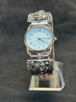 Navajo handcrafted sterling silver watch band with watch.  LZ546