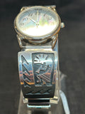 Navajo handcrafted sterling silver watch band with watch. Kokopelli design. LZ545
