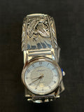 Navajo handcrafted sterling silver watch band with watch.  LZ540
