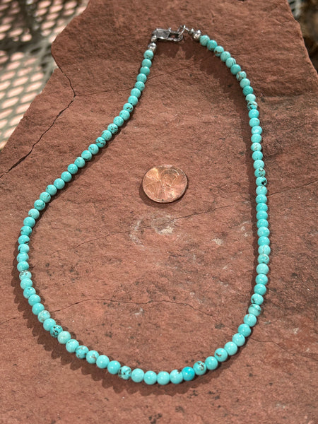 Genuine Turquoise and Howlite necklace with 4 mm stone beads.  SR1087