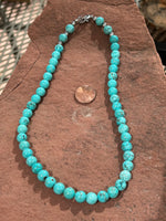 Genuine Turquoise and Howlite  8mm stone bead necklace, 18” long.   SR1089 Hypoallergenic surgical steel clasp. FREE SHIPPING IN THE CONTINENTAL USA.